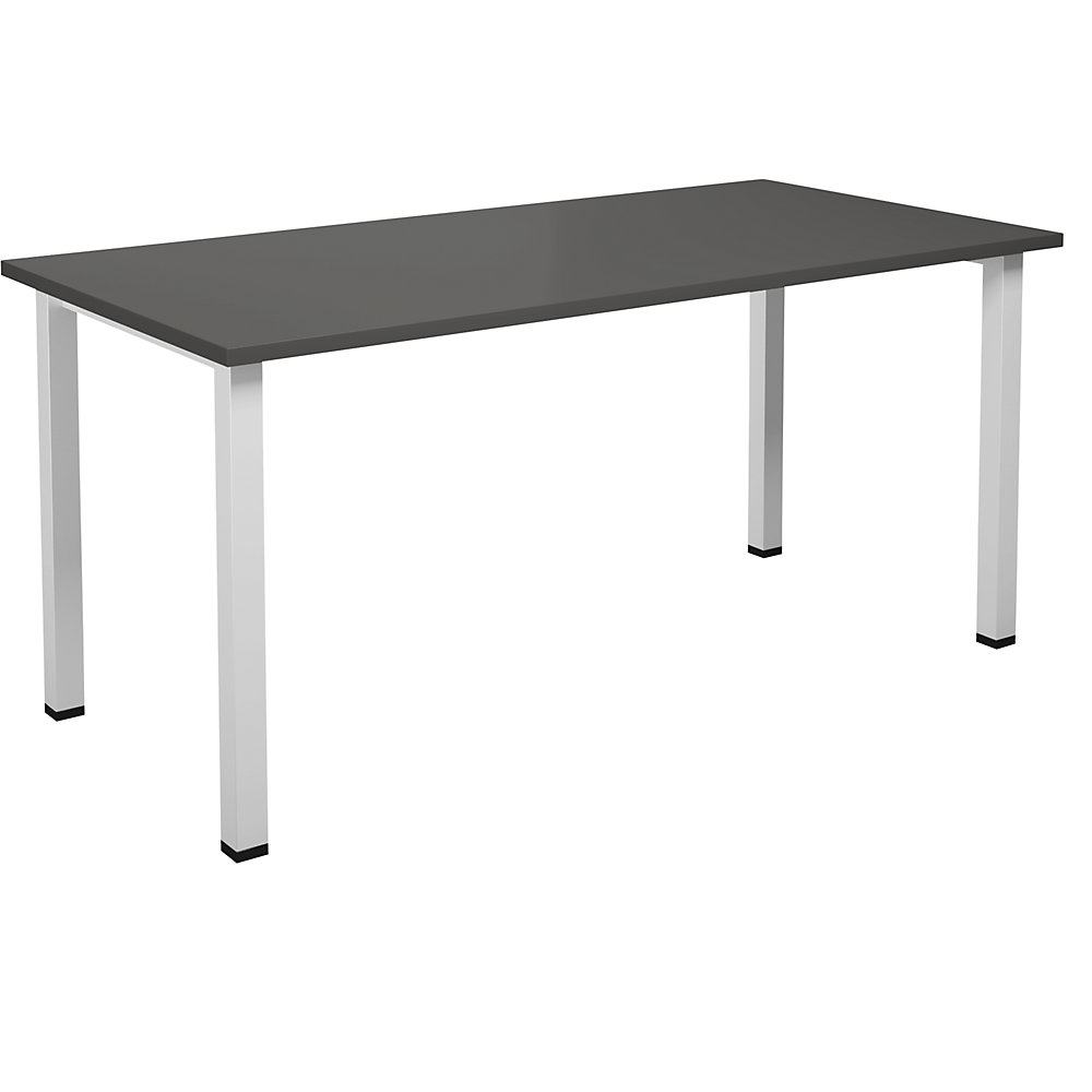 Multifunctionele tafel DUO-U, recht blad, diepte 800 mm, breedte 1600 mm, donkergrijs, wit