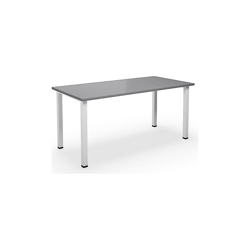 Multifunctionele tafel DUO-U, recht blad, diepte 800 mm, breedte 1600 mm, lichtgrijs, wit