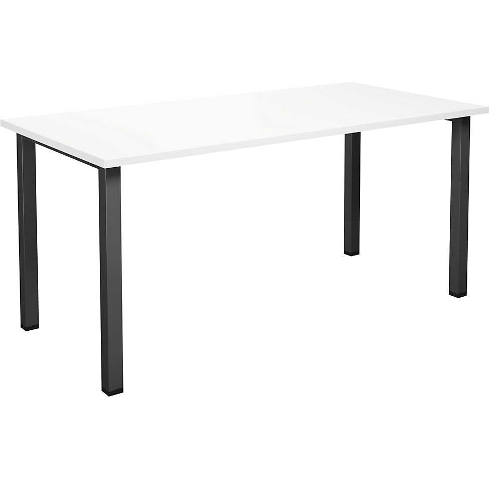 Multifunctionele tafel DUO-U, recht blad, diepte 800 mm, breedte 1600 mm, wit, zwart