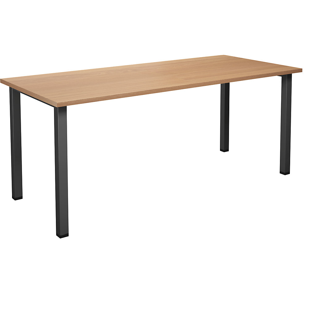 Multifunctionele tafel DUO-U, recht blad, diepte 800 mm, breedte 1800 mm, beukenhout, zwart
