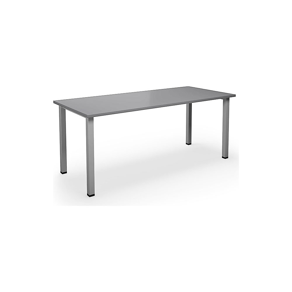 Multifunctionele tafel DUO-U, recht blad, diepte 800 mm, breedte 1800 mm, lichtgrijs, zilverkleurig