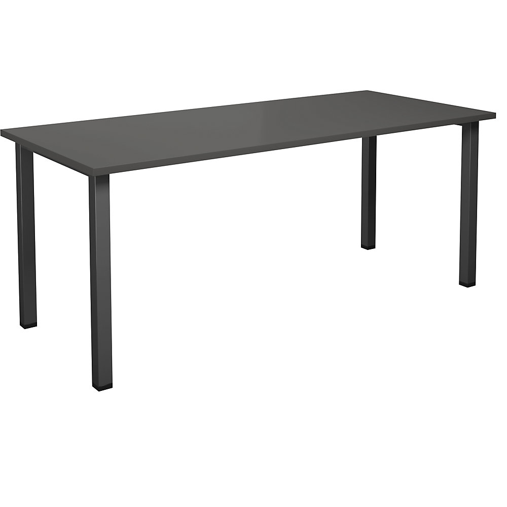 Multifunctionele tafel DUO-U, recht blad, diepte 800 mm, breedte 1800 mm, donkergrijs, zwart