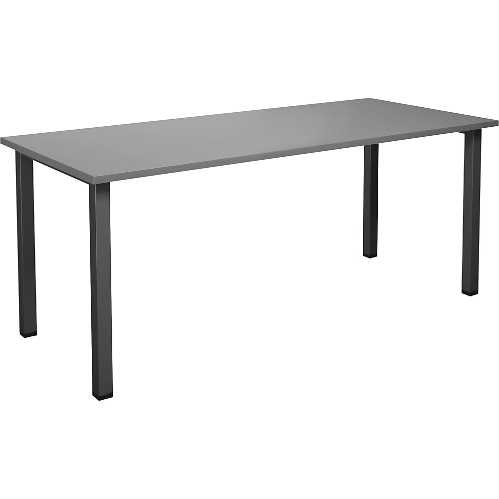 Multifunctionele tafel DUO-U, recht blad, diepte 800 mm, breedte 1800 mm, lichtgrijs, zwart