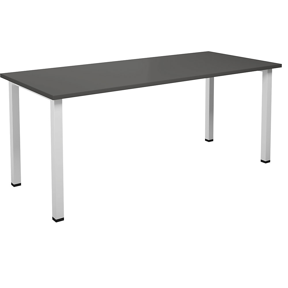 Multifunctionele tafel DUO-U, recht blad, diepte 800 mm, breedte 1800 mm, donkergrijs, wit