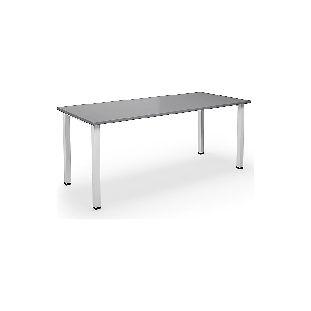 Multifunctionele tafel DUO-U, recht blad, diepte 800 mm, breedte 1800 mm, lichtgrijs, wit