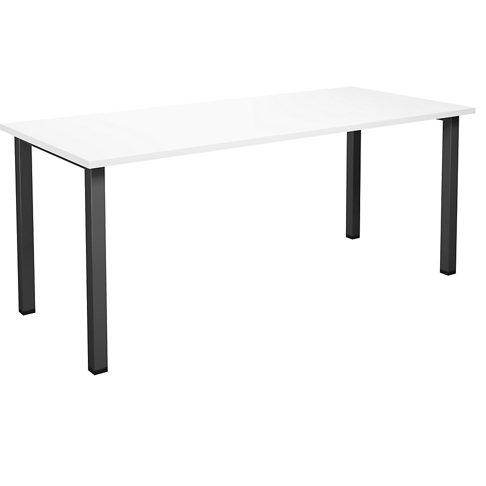 Multifunctionele tafel DUO-U, recht blad, diepte 800 mm, breedte 1800 mm, wit, zwart