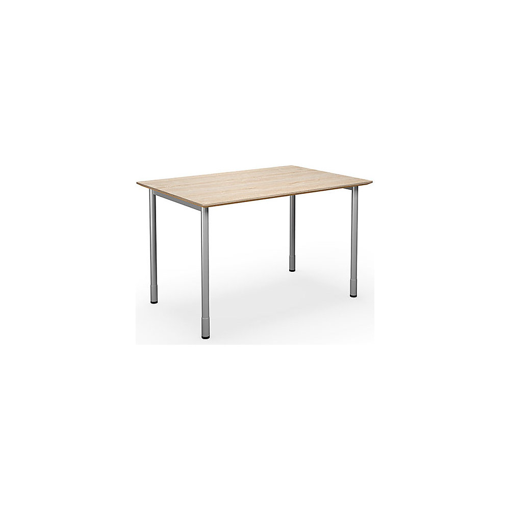 Multifunctionele tafel DUO-C Trend, recht blad, diepte 800 mm, breedte 1200 mm, eikenhout / zilverkleurig