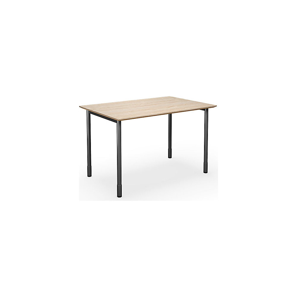 Multifunctionele tafel DUO-C Trend, recht blad, diepte 800 mm, breedte 1200 mm, eikenhout / zwart