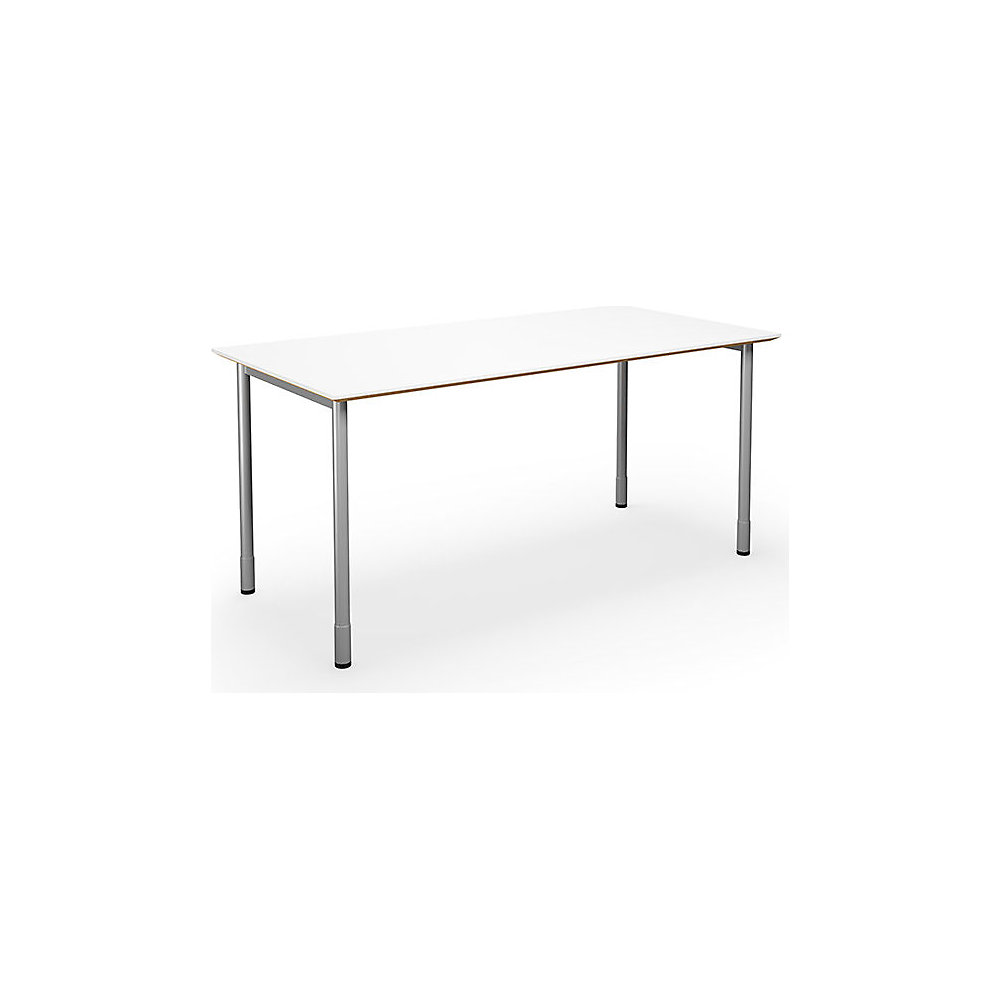 Multifunctionele tafel DUO-C Trend, recht blad, diepte 800 mm, breedte 1400 mm, wit / zilverkleurig