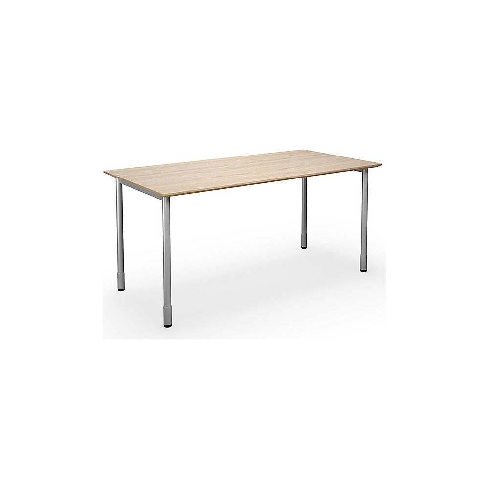 Multifunctionele tafel DUO-C Trend, recht blad, diepte 800 mm, breedte 1400 mm, eikenhout / zilverkleurig