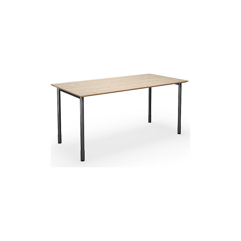 Multifunctionele tafel DUO-C Trend, recht blad, diepte 800 mm, breedte 1400 mm, eikenhout / zwart