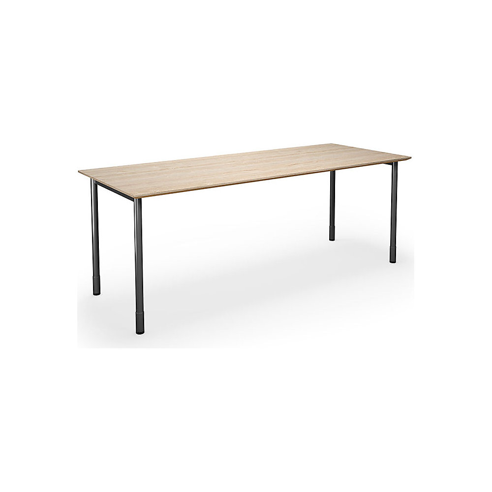 Multifunctionele tafel DUO-C Trend, recht blad, diepte 800 mm, breedte 1800 mm, eikenhout / zwart
