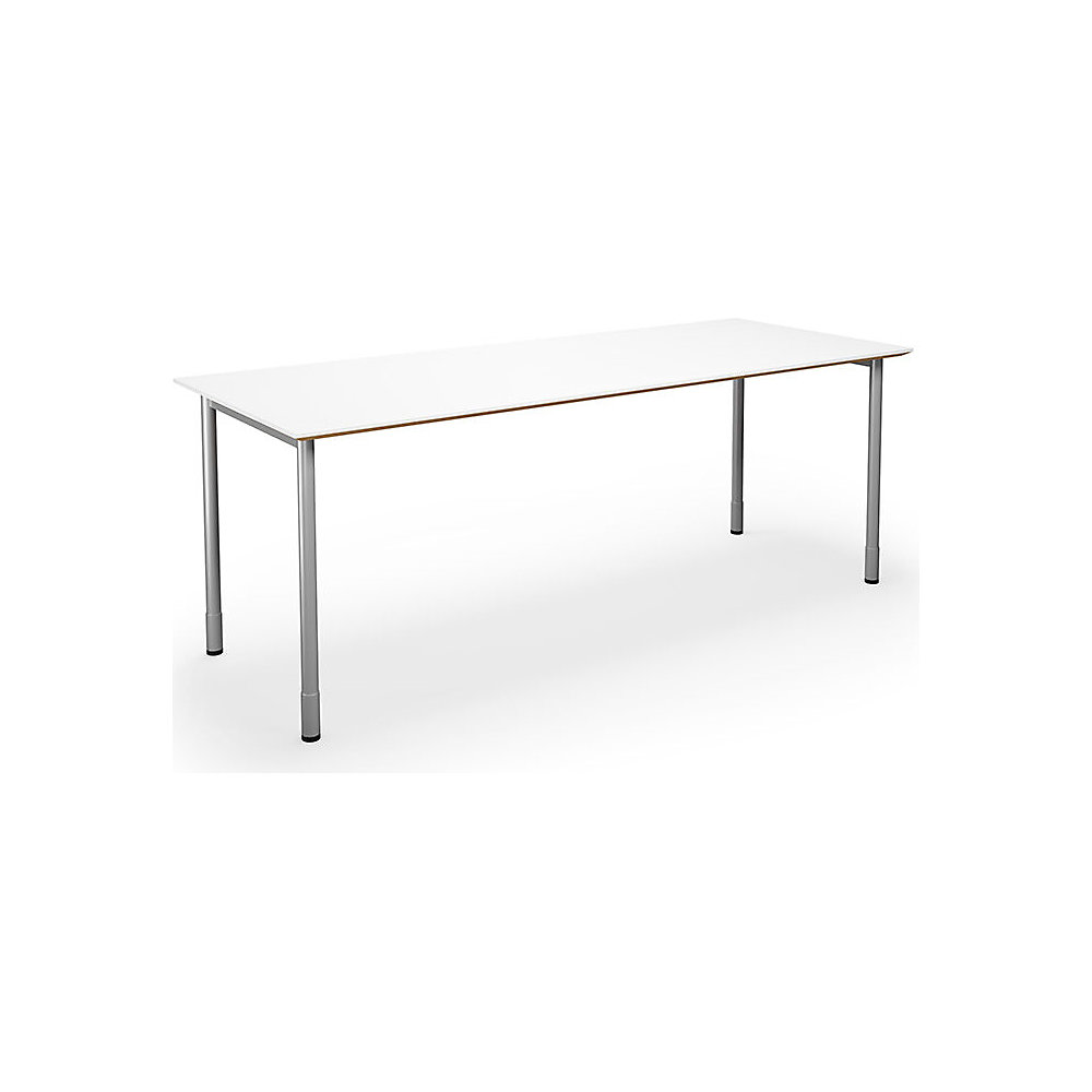Multifunctionele tafel DUO-C Trend, recht blad, diepte 800 mm, breedte 1800 mm, wit / zilverkleurig