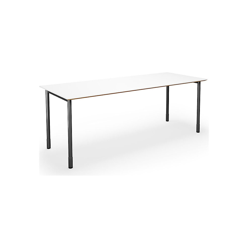 Multifunctionele tafel DUO-C Trend, recht blad, diepte 800 mm, breedte 1800 mm, wit / zwart