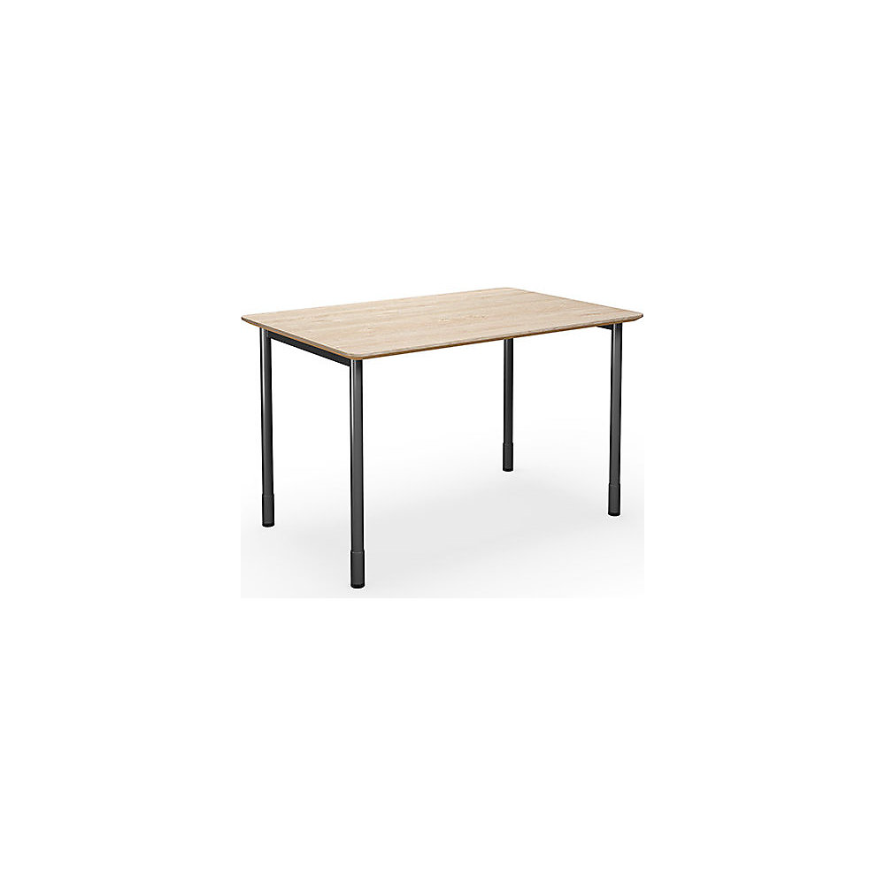 Multifunctionele tafel DUO-C Trend, recht blad, afgeronde hoeken, diepte 800 mm, breedte 1200 mm, eikenhout, zwart