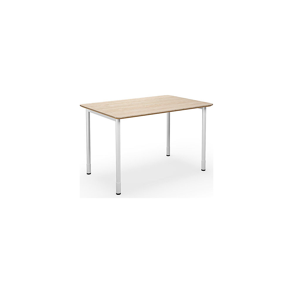 Multifunctionele tafel DUO-C Trend, recht blad, afgeronde hoeken, diepte 800 mm, breedte 1200 mm, eikenhout, wit
