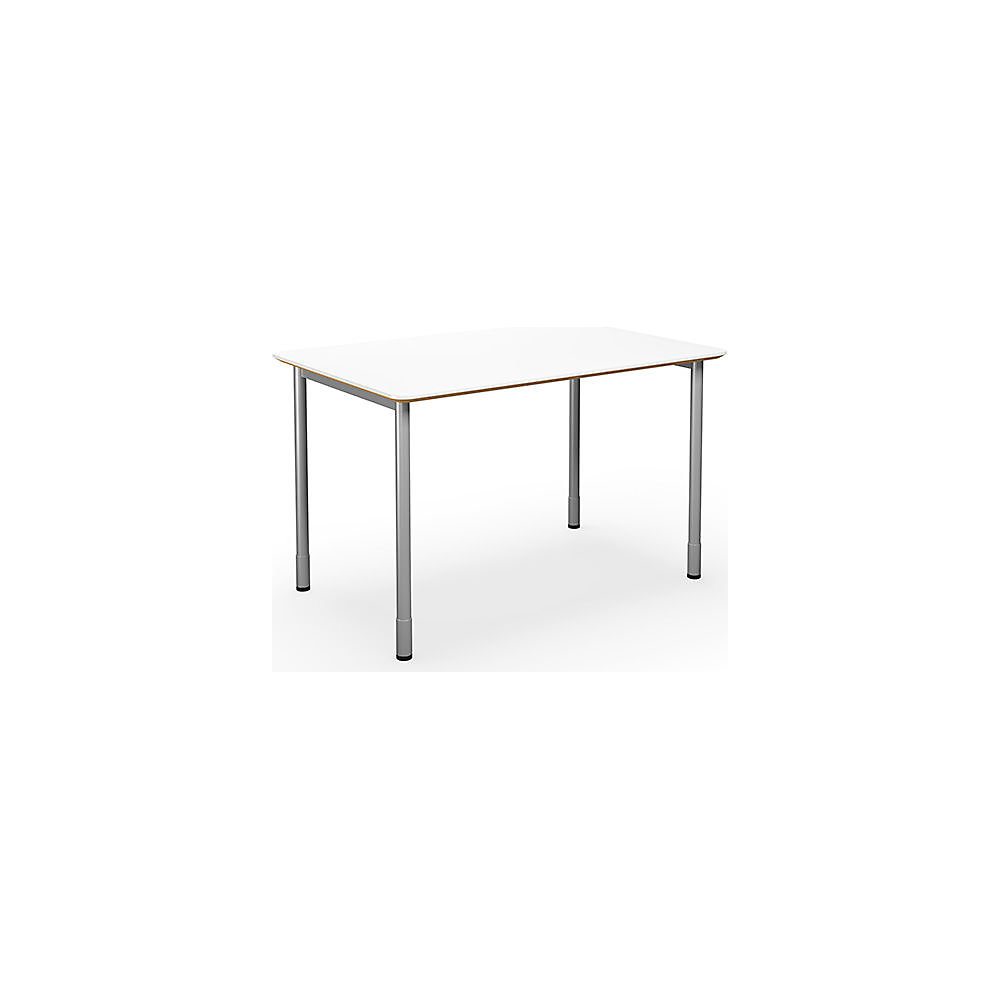 Multifunctionele tafel DUO-C Trend, recht blad, afgeronde hoeken, diepte 800 mm, breedte 1200 mm, wit, zilverkleurig
