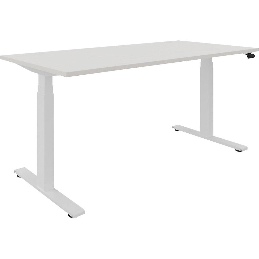 Bureau BOTTOM-UP, elektrisch in hoogte verstelbaar, recht, b x d = 1600 x 800 mm, wit/wit