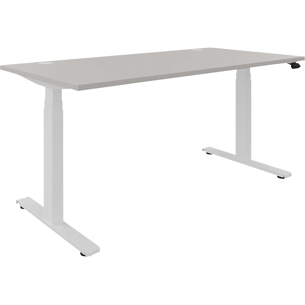 Bureau BOTTOM-UP, elektrisch in hoogte verstelbaar, recht, b x d = 1600 x 800 mm, lichtgrijs/wit
