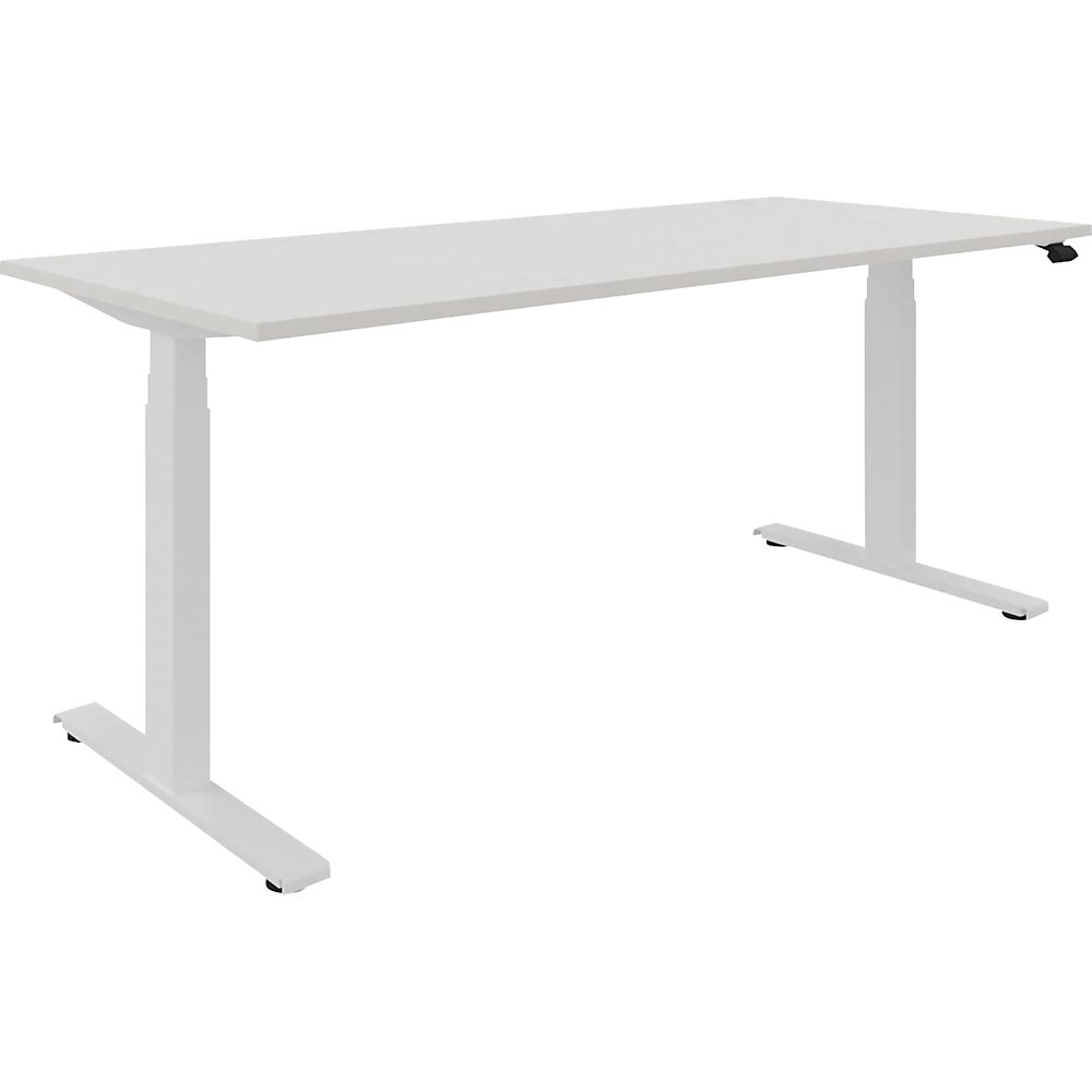 Bureau BOTTOM-UP, elektrisch in hoogte verstelbaar, recht, b x d = 1800 x 800 mm, wit/wit