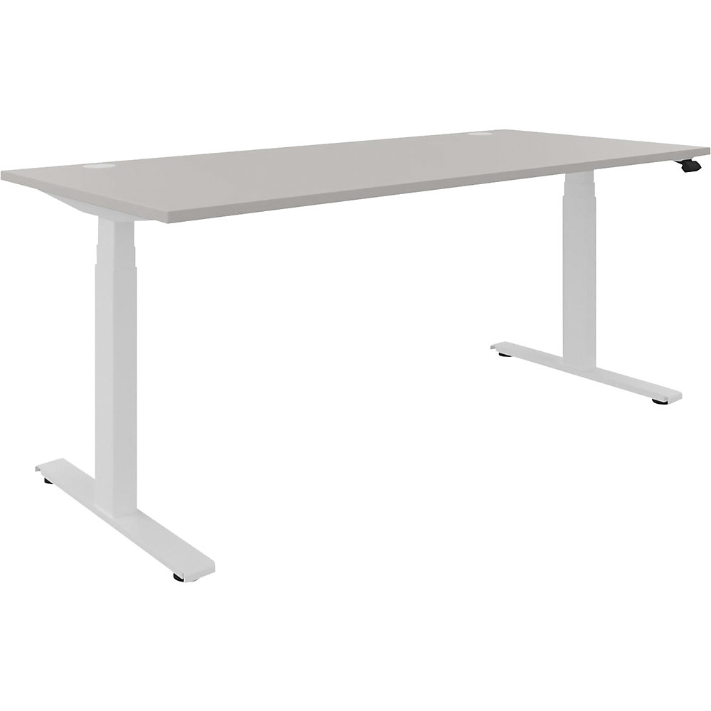 Bureau BOTTOM-UP, elektrisch in hoogte verstelbaar, recht, b x d = 1800 x 800 mm, lichtgrijs/wit
