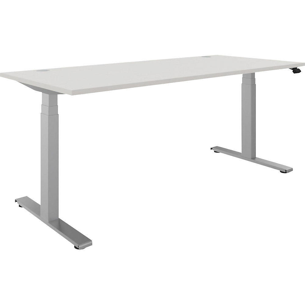 Bureau BOTTOM-UP, elektrisch in hoogte verstelbaar, recht, b x d = 1800 x 800 mm, wit/zilver