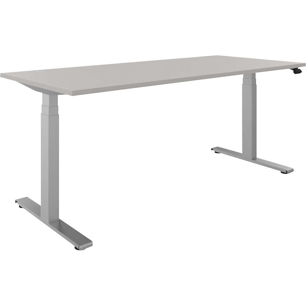 Bureau BOTTOM-UP, elektrisch in hoogte verstelbaar, recht, b x d = 1800 x 800 mm, lichtgrijs/zilver