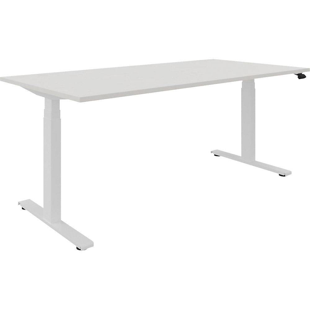 Bureau BOTTOM-UP, elektrisch in hoogte verstelbaar, recht, b x d = 1800 x 900 mm, wit/wit