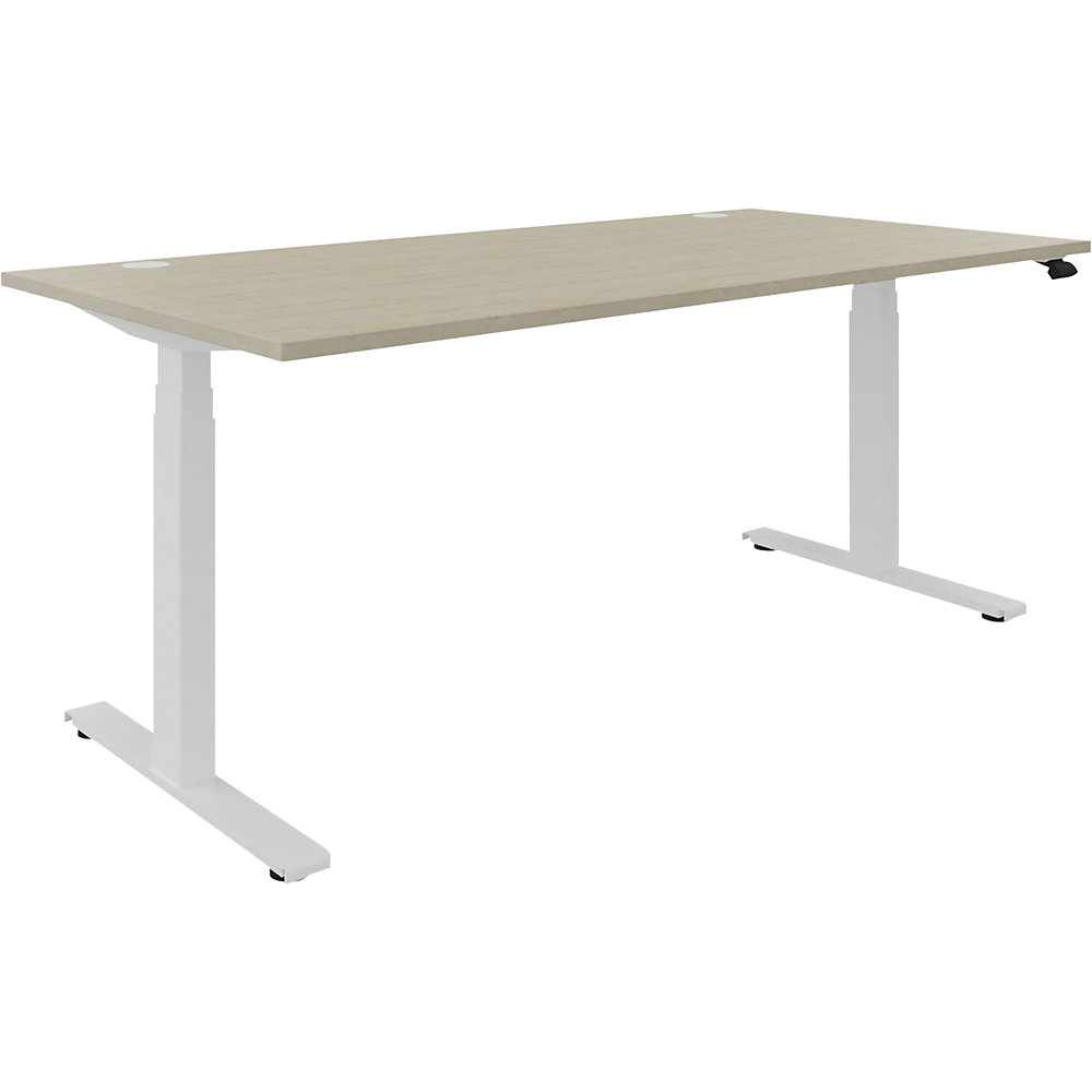 Bureau BOTTOM-UP, elektrisch in hoogte verstelbaar, recht, b x d = 1800 x 900 mm, ahornhout/wit