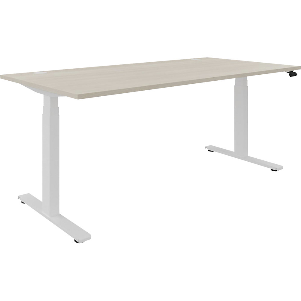 Bureau BOTTOM-UP, elektrisch in hoogte verstelbaar, recht, b x d = 1800 x 900 mm, acaciahout/wit