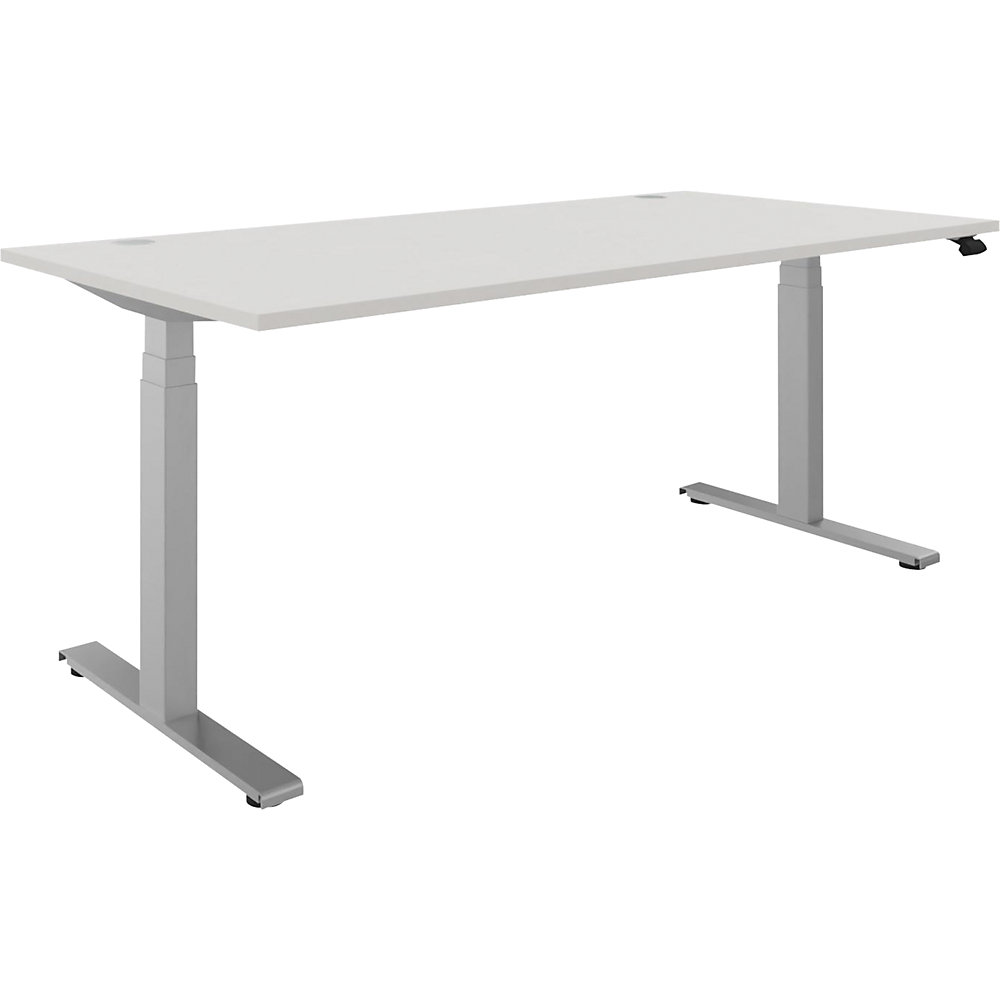 Bureau BOTTOM-UP, elektrisch in hoogte verstelbaar, recht, b x d = 1800 x 900 mm, wit/zilver