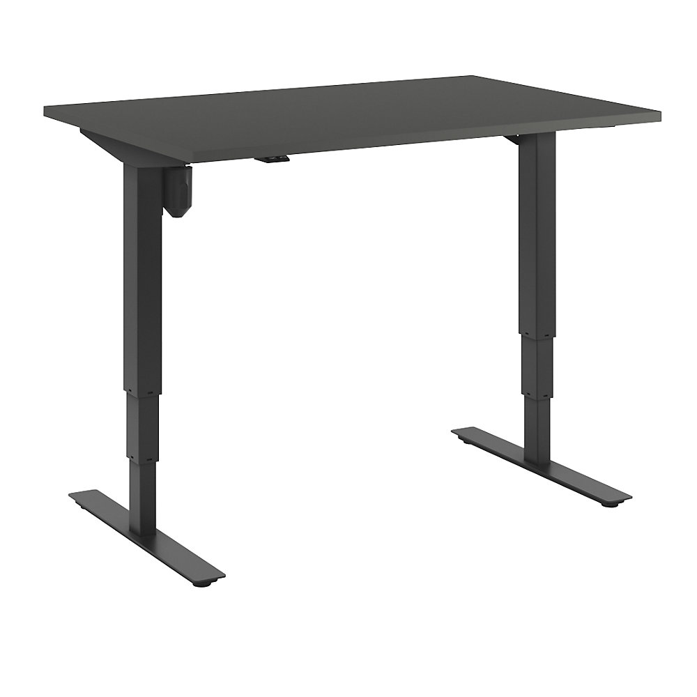 Bureau Atlanta, elektrisch in hoogte verstelbaar, recht, b x d = 1200 x 800 mm, donkergrijs/zwart