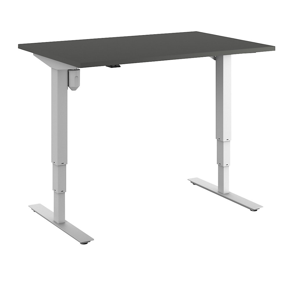 Bureau Atlanta, elektrisch in hoogte verstelbaar, recht, b x d = 1200 x 800 mm, donkergrijs/wit