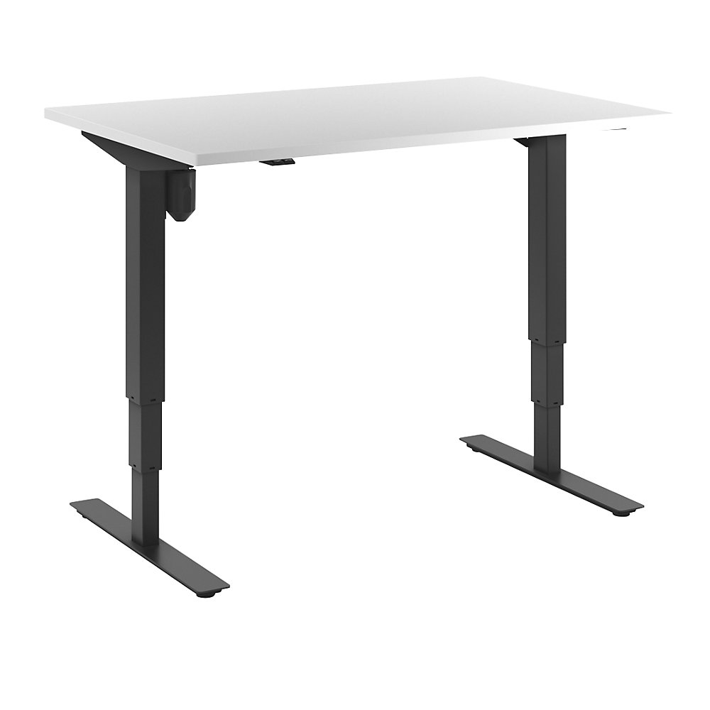 Bureau Atlanta, elektrisch in hoogte verstelbaar, recht, b x d = 1200 x 800 mm, wit/zwart