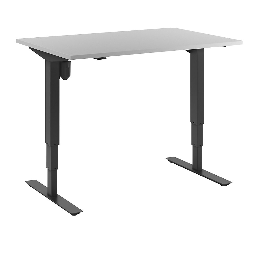 Bureau Atlanta, elektrisch in hoogte verstelbaar, recht, b x d = 1200 x 800 mm, lichtgrijs/zwart