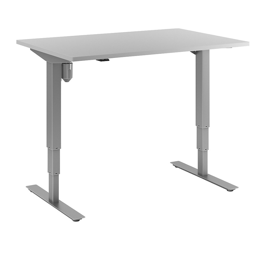 Bureau Atlanta, elektrisch in hoogte verstelbaar, recht, b x d = 1200 x 800 mm, lichtgrijs/zilver