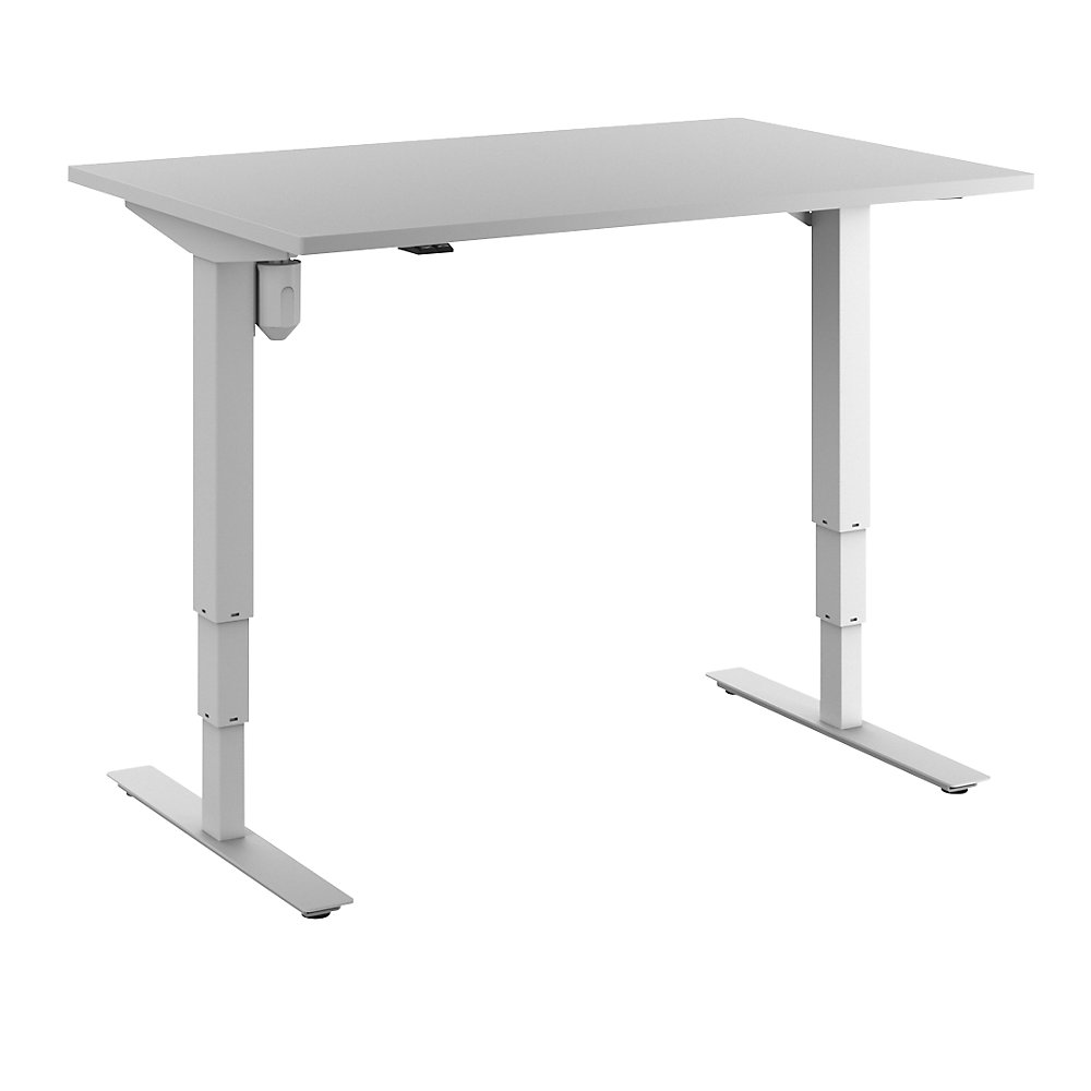 Bureau Atlanta, elektrisch in hoogte verstelbaar, recht, b x d = 1200 x 800 mm, lichtgrijs/wit