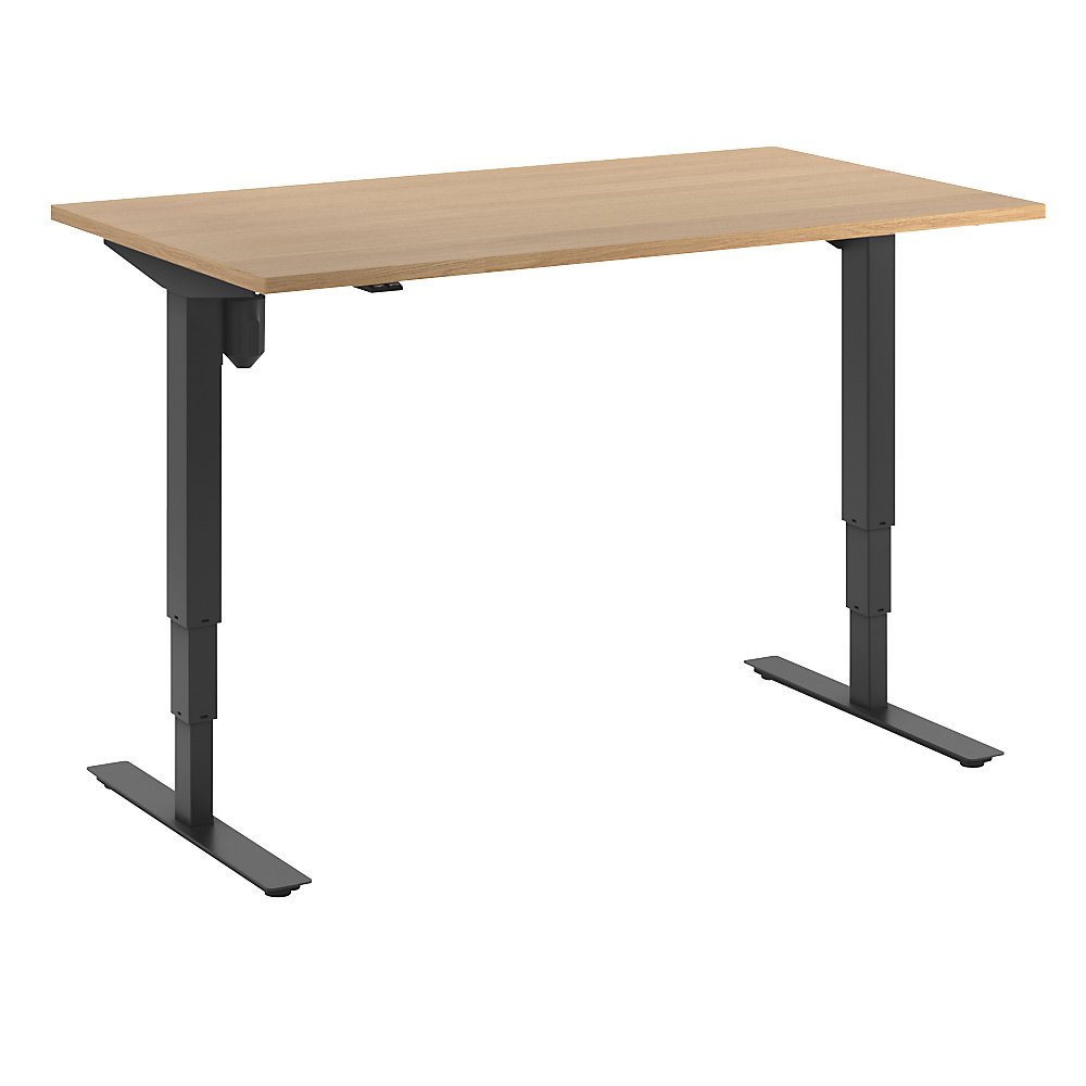 Bureau Atlanta, elektrisch in hoogte verstelbaar, recht, b x d = 1400 x 800 mm, beukenhout/zwart