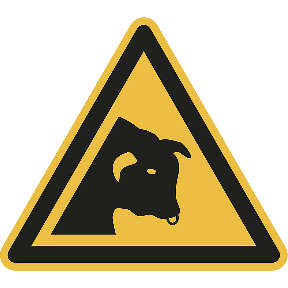 Waarschuwingsbord, waarschuwing voor een stier, VE = 10 stuks, kunststof, hoeklengte 200 mm