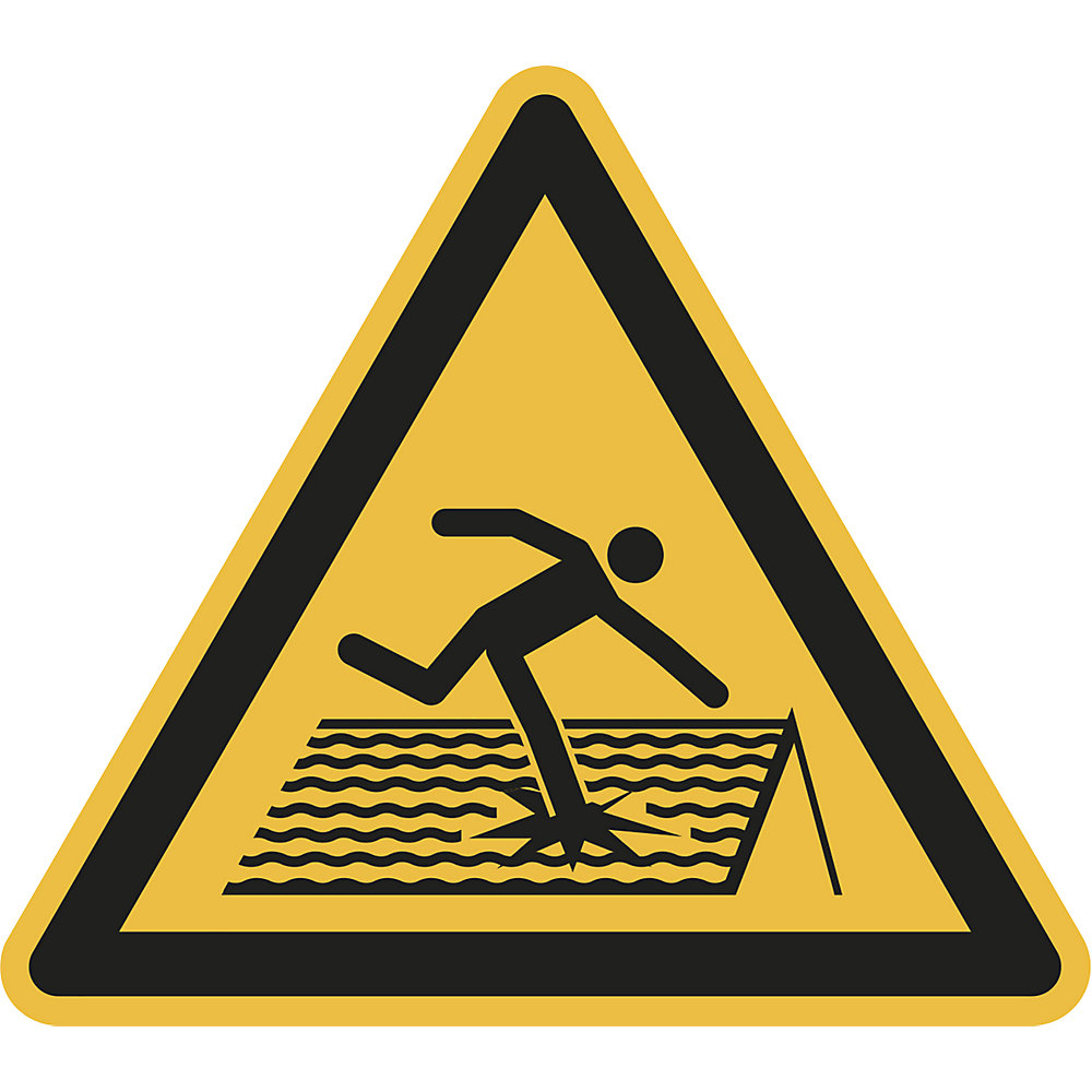 Waarschuwingsbord, waarschuwing voor een niet-dragend dak, VE = 10 stuks, kunststof, hoeklengte 200 mm