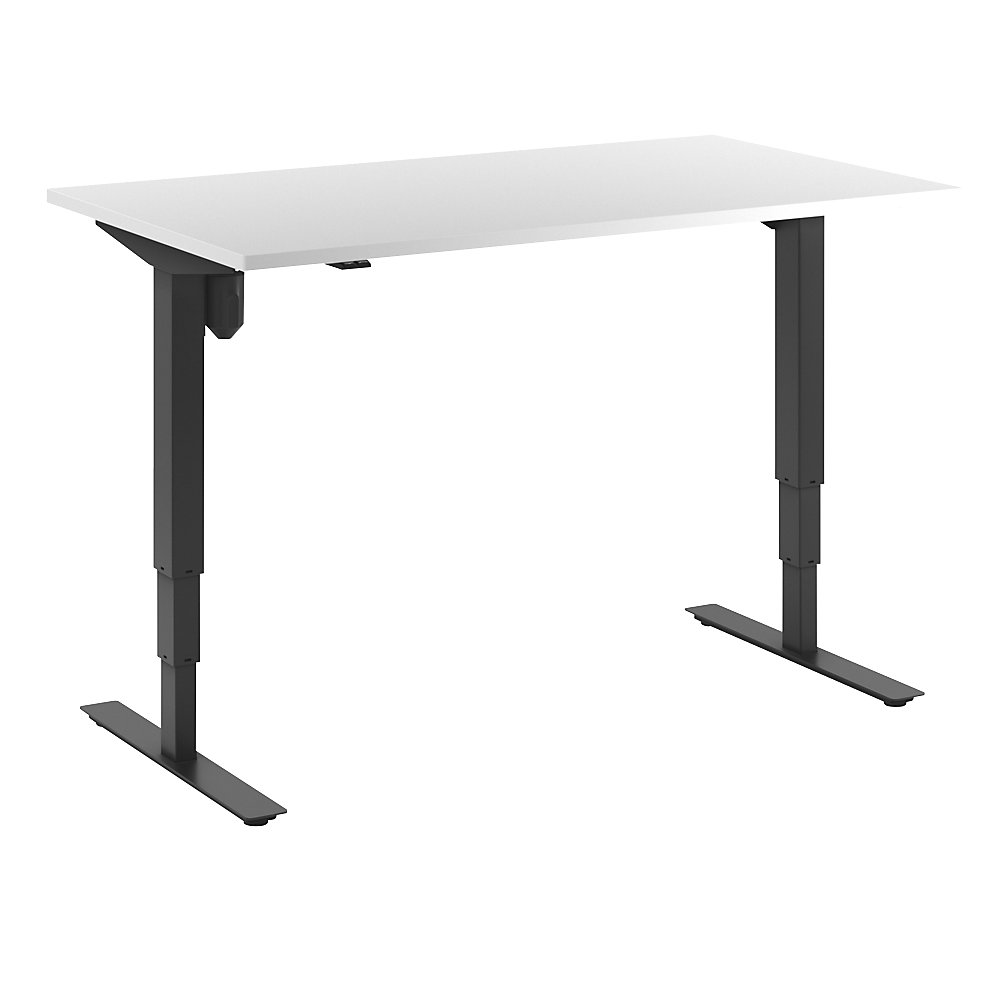 Bureau Atlanta, elektrisch in hoogte verstelbaar, recht, b x d = 1400 x 800 mm, wit/zwart