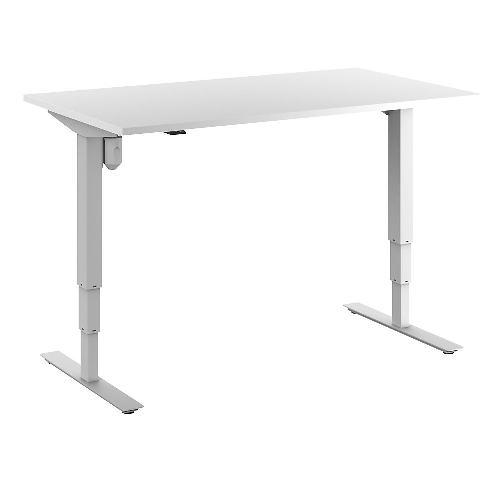 Bureau Atlanta, elektrisch in hoogte verstelbaar, recht, b x d = 1400 x 800 mm, wit/wit