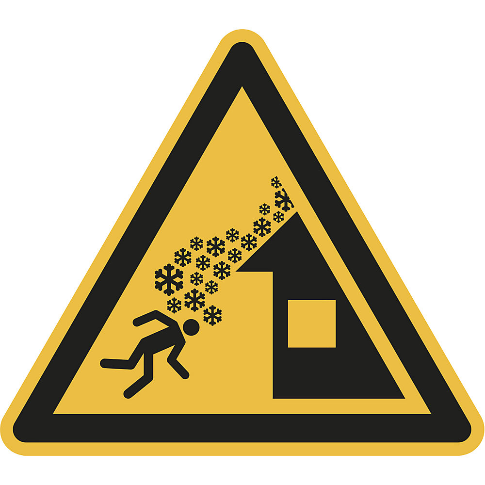 Waarschuwingsbord, waarschuwing voor een daklawine, VE = 10 stuks, folie, hoeklengte 100 mm