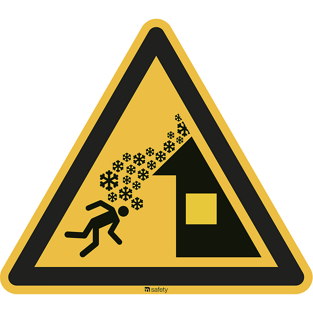 Waarschuwingsbord, waarschuwing voor een daklawine, VE = 10 stuks, folie, hoeklengte 200 mm