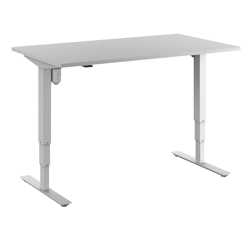 Bureau Atlanta, elektrisch in hoogte verstelbaar, recht, b x d = 1400 x 800 mm, lichtgrijs/wit