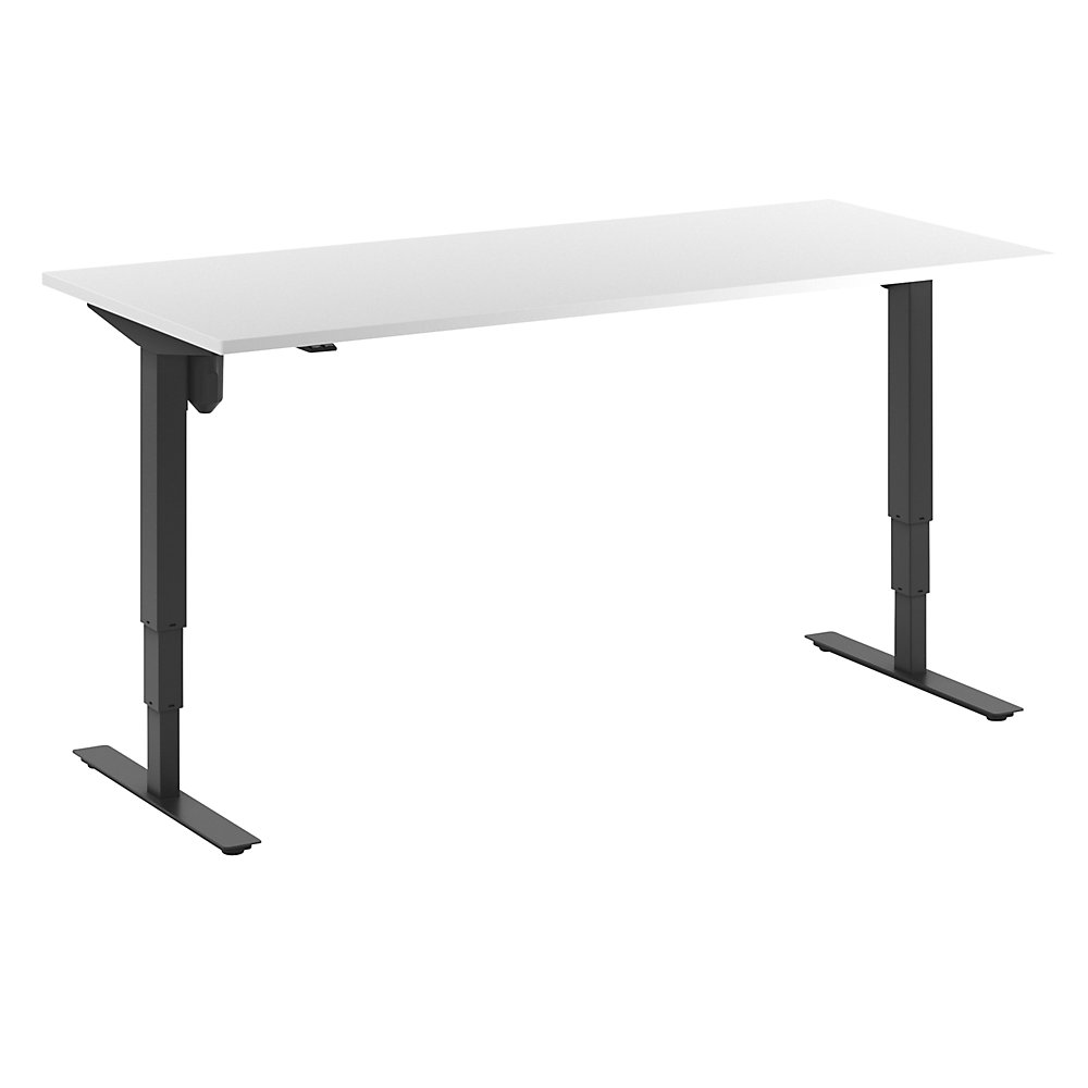 Bureau Atlanta, elektrisch in hoogte verstelbaar, recht, b x d = 1800 x 800 mm, wit/zwart
