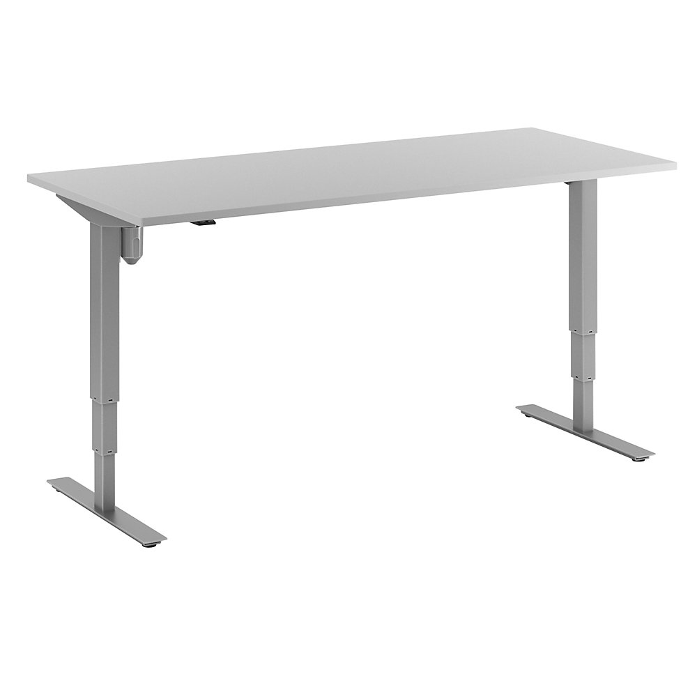 Bureau Atlanta, elektrisch in hoogte verstelbaar, recht, b x d = 1800 x 800 mm, lichtgrijs/zilver