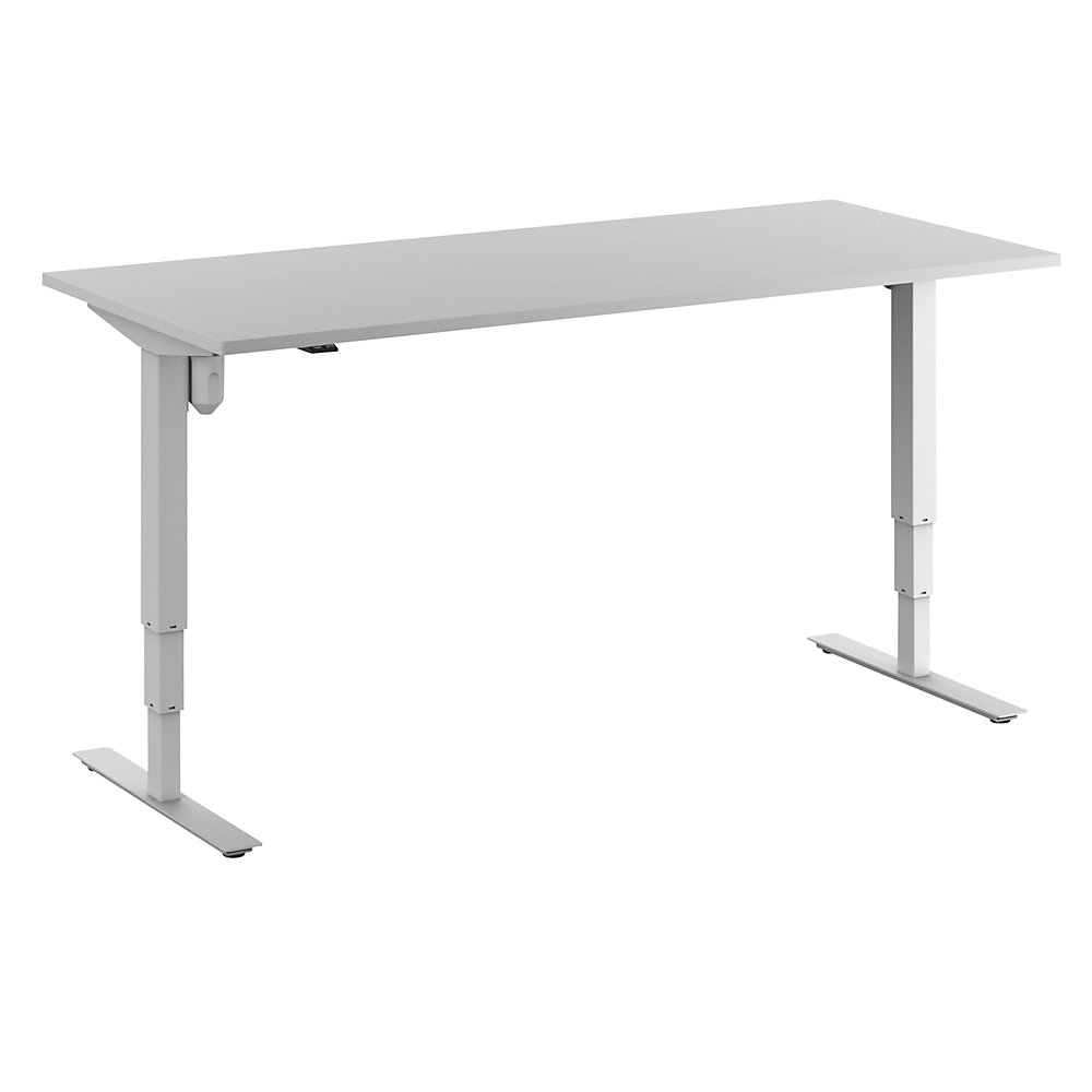 Bureau Atlanta, elektrisch in hoogte verstelbaar, recht, b x d = 1800 x 800 mm, lichtgrijs/wit
