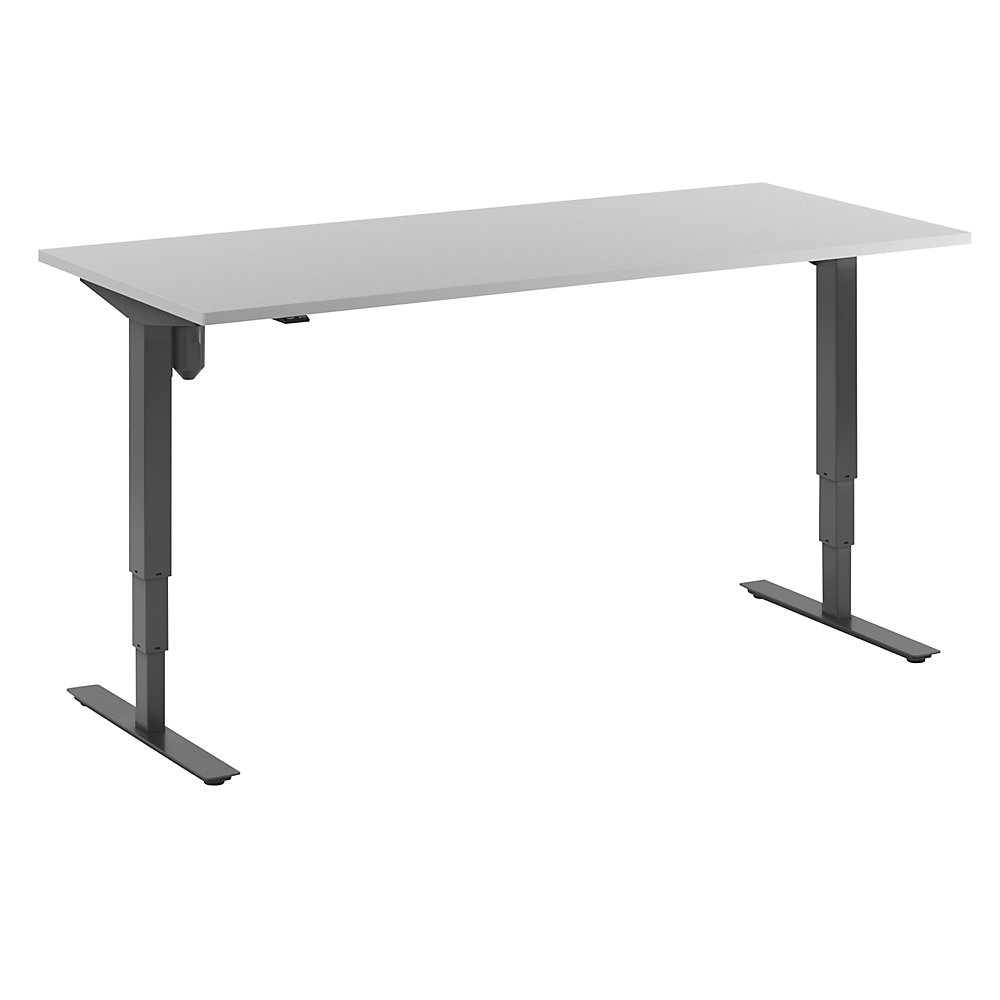 Bureau Atlanta, elektrisch in hoogte verstelbaar, recht, b x d = 1800 x 800 mm, lichtgrijs/zwart