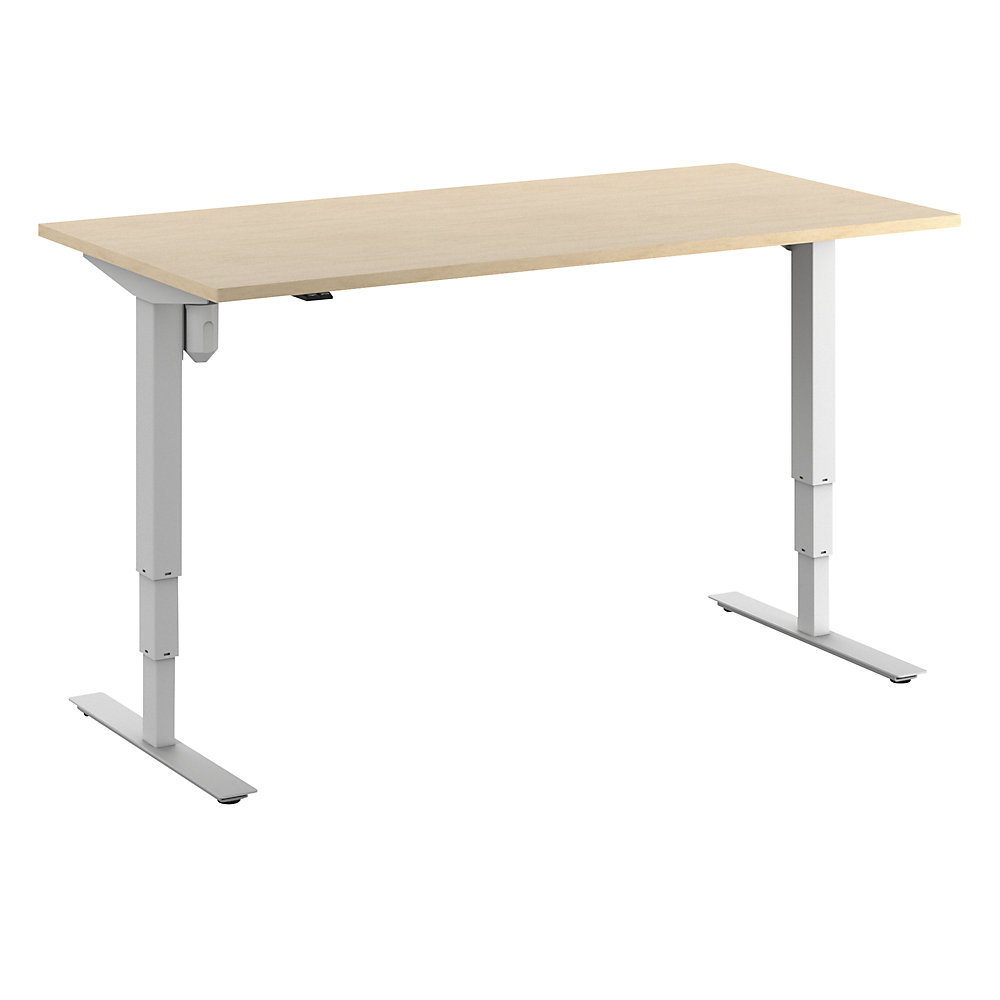 Bureau Atlanta, elektrisch in hoogte verstelbaar, recht, b x d = 1600 x 800 mm, berkenhout/wit